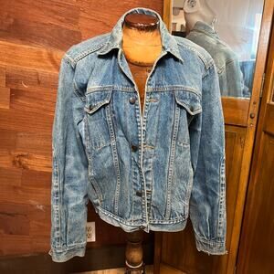 VINTAGE 80s Denim Trucker Jacket Size L Jean Retro Bomber Grunge Skater